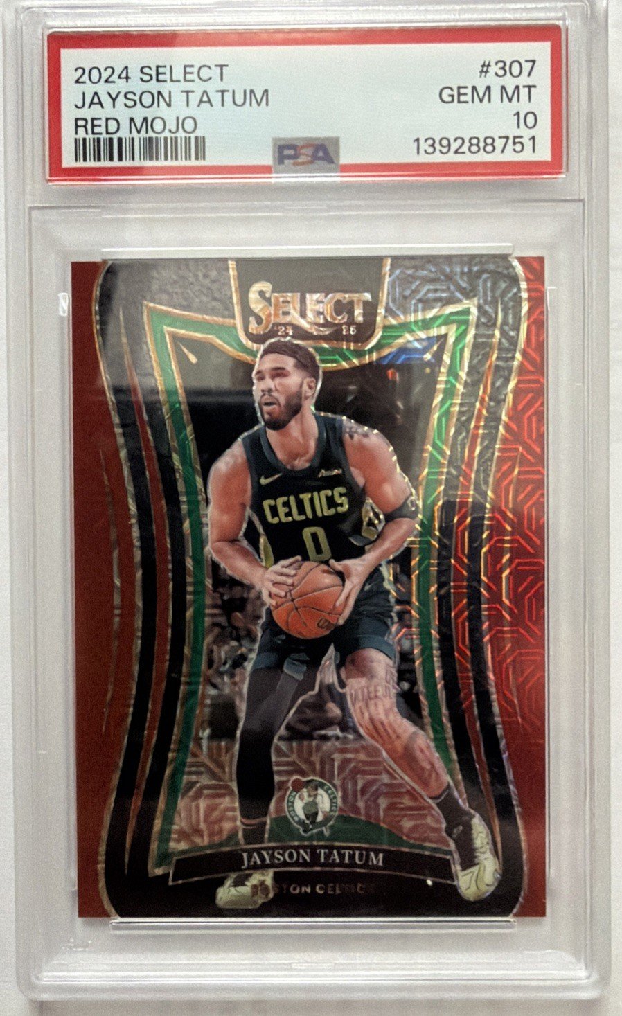 2024-25 Panini Select - Jayson Tatum #307 Red Mojo /20. PSA 10. Celtics.